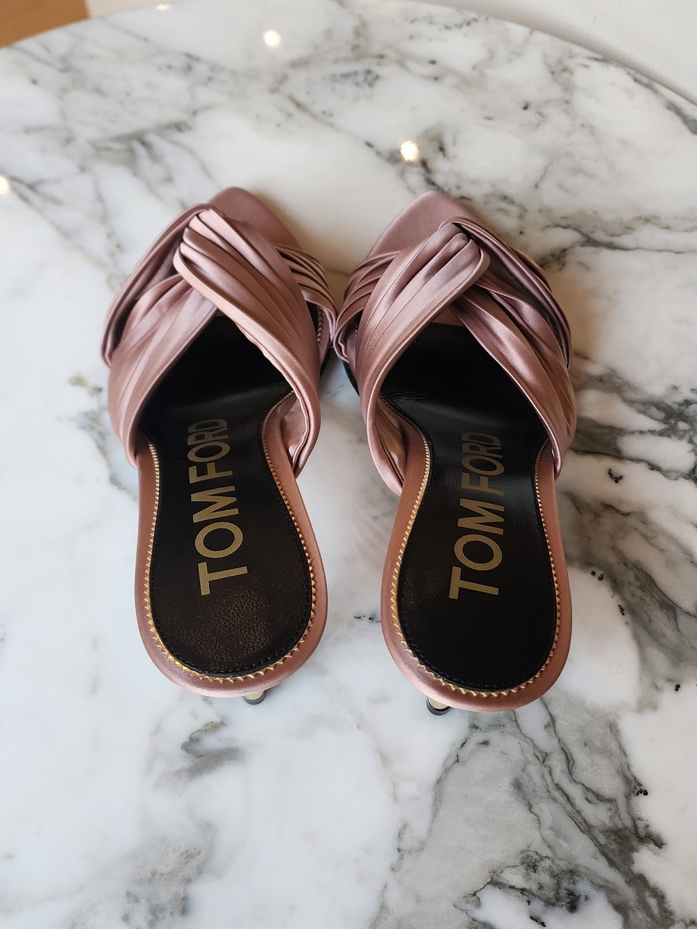 Tom Ford Pink Satin Knotted Slip On Slide Mule Size 37.5 - Picture 3 of 11